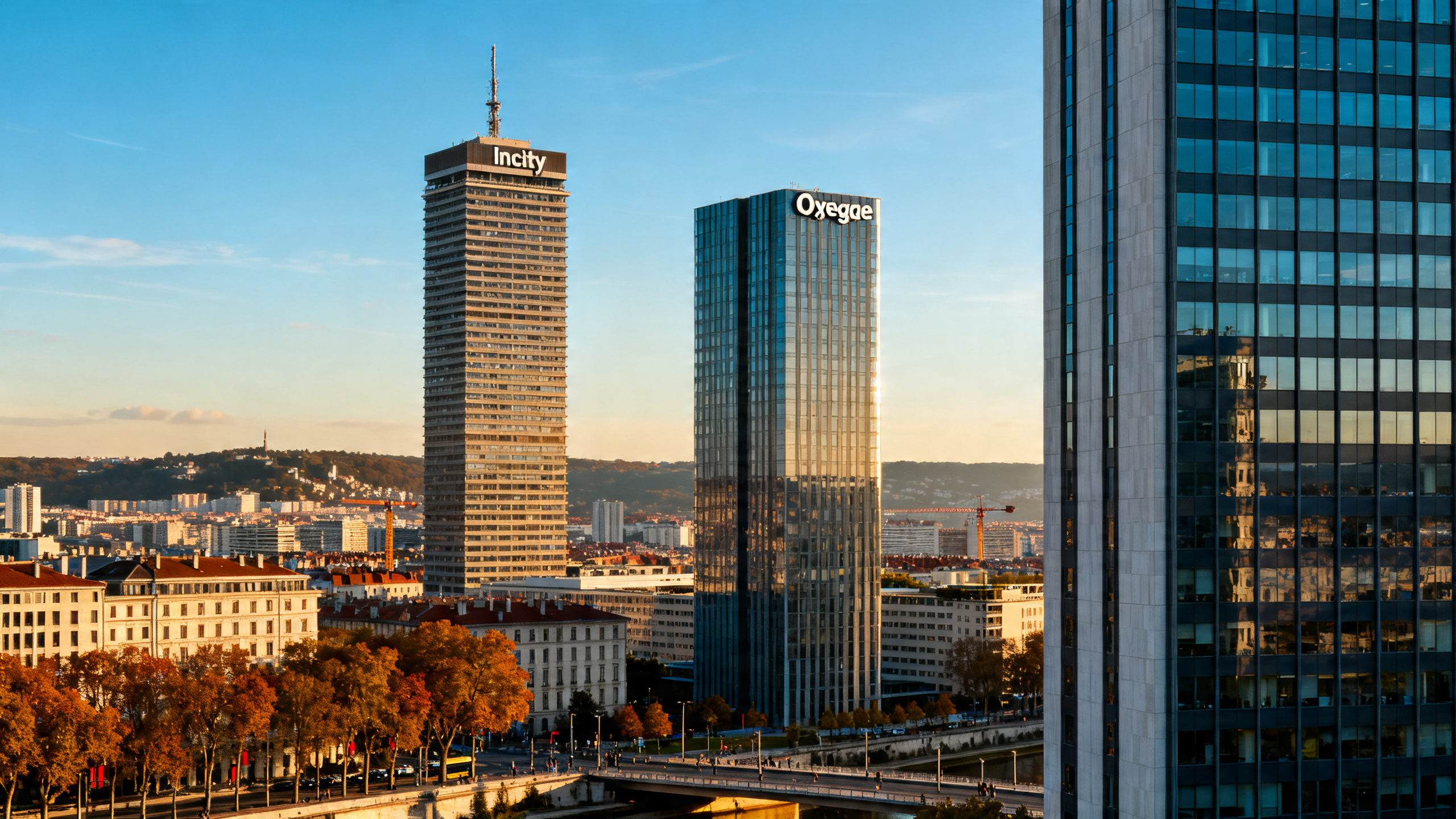 Vue panoramique du quartier de la Part-Dieu à Lyon, métropole d'affaires