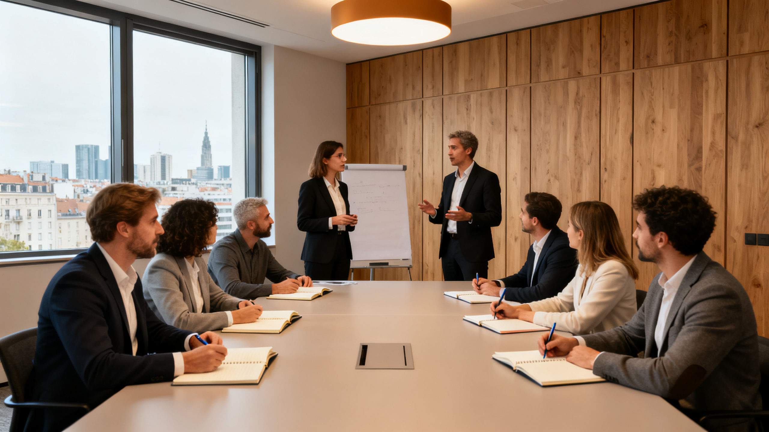 Équipe RH animant un atelier de prévention burnout et risques psychosociaux en entreprise