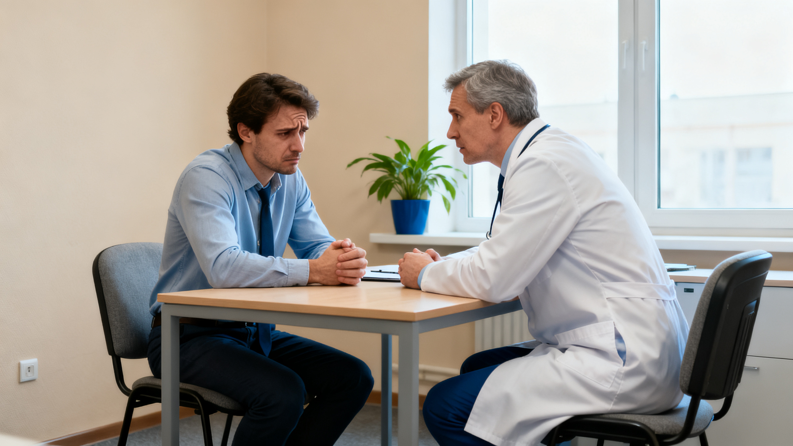 Médecin du travail lors d'un entretien de retour après arrêt pour épuisement professionnel