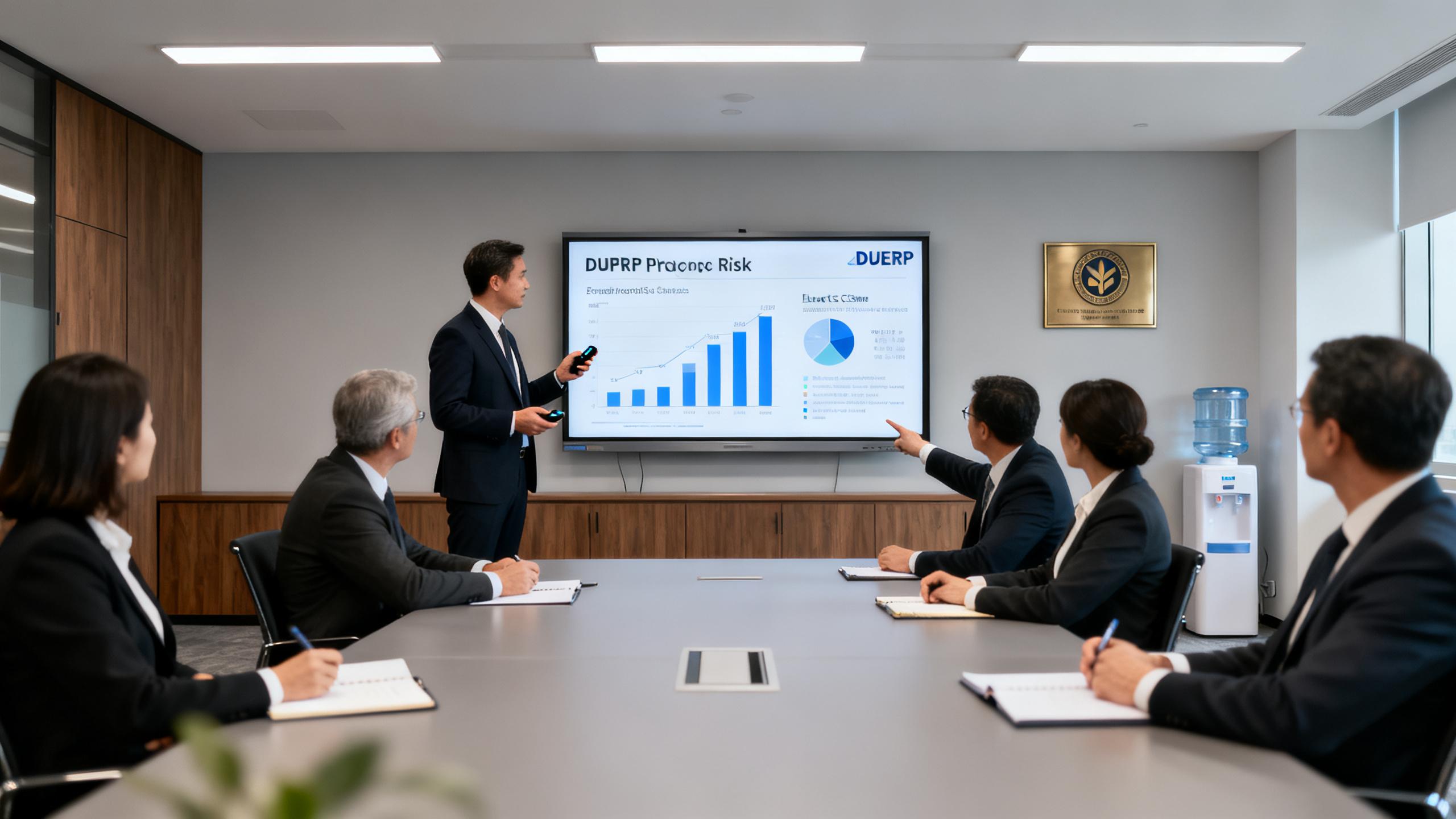 Manager présentant les statistiques DUERP à des représentants du personnel CSE
