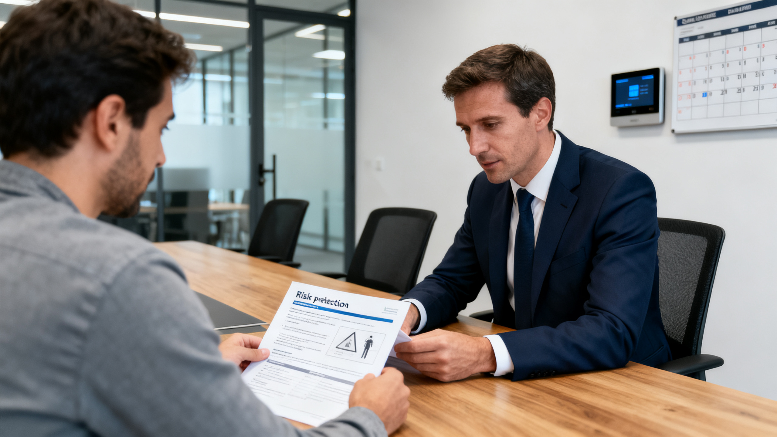 Responsable SSCT examinant le registre de prévention des risques avec représentants du personnel