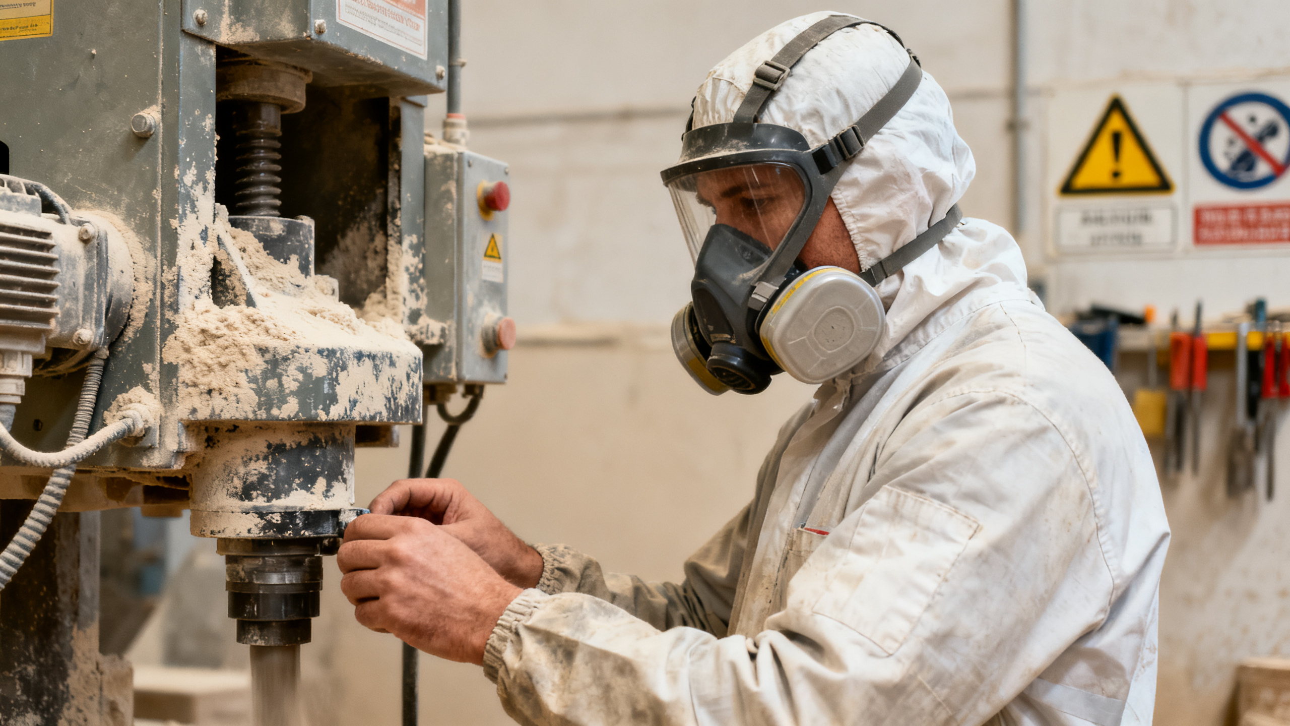 Ouvrier industriel avec équipements de protection individuelle contre les risques professionnels