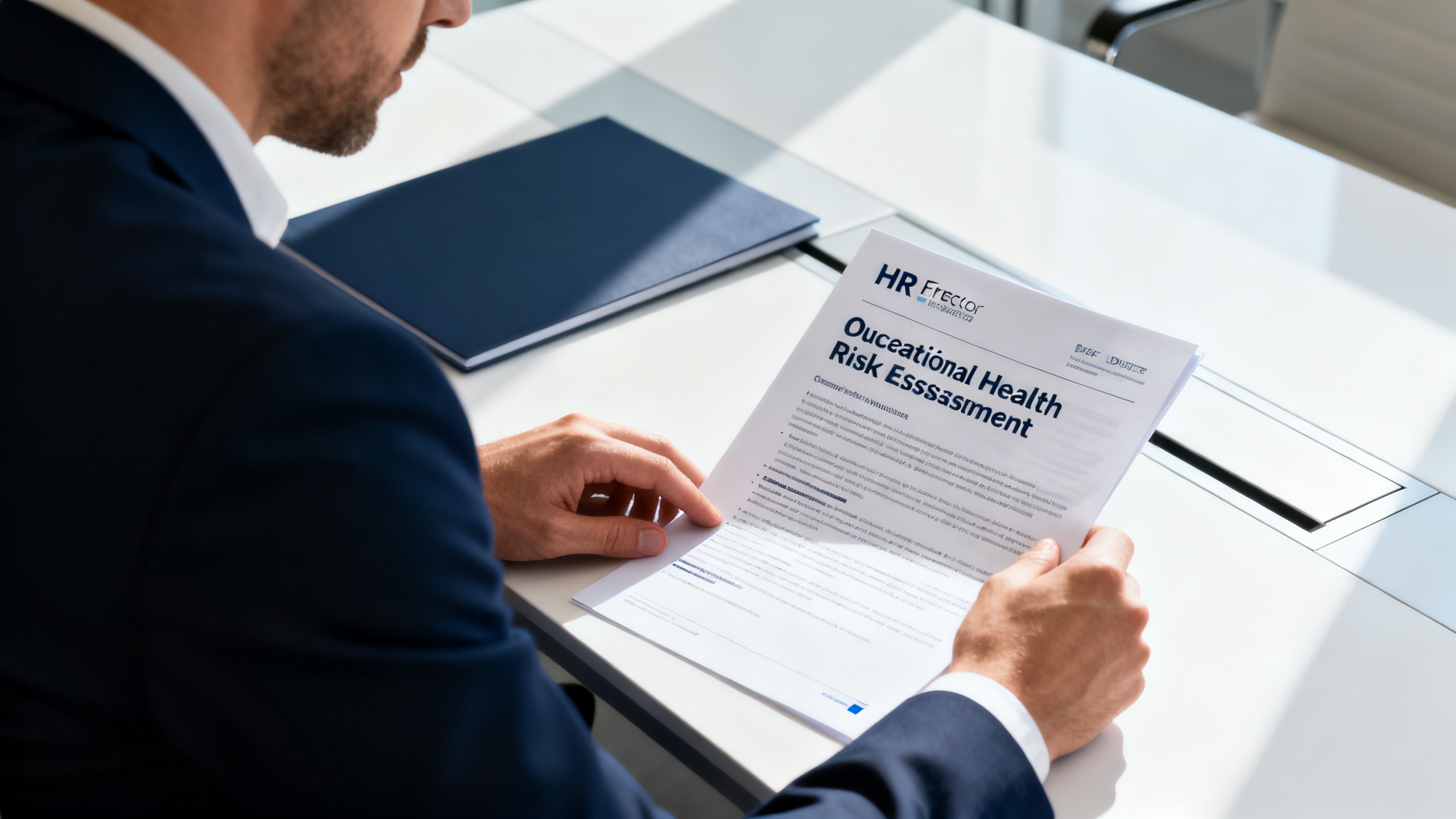 DRH et DUERP à Villeurbanne — prévention des risques professionnels 2026 Responsable DRH en réunion analysant les risques professionnels DUERP dans un bureau moderne