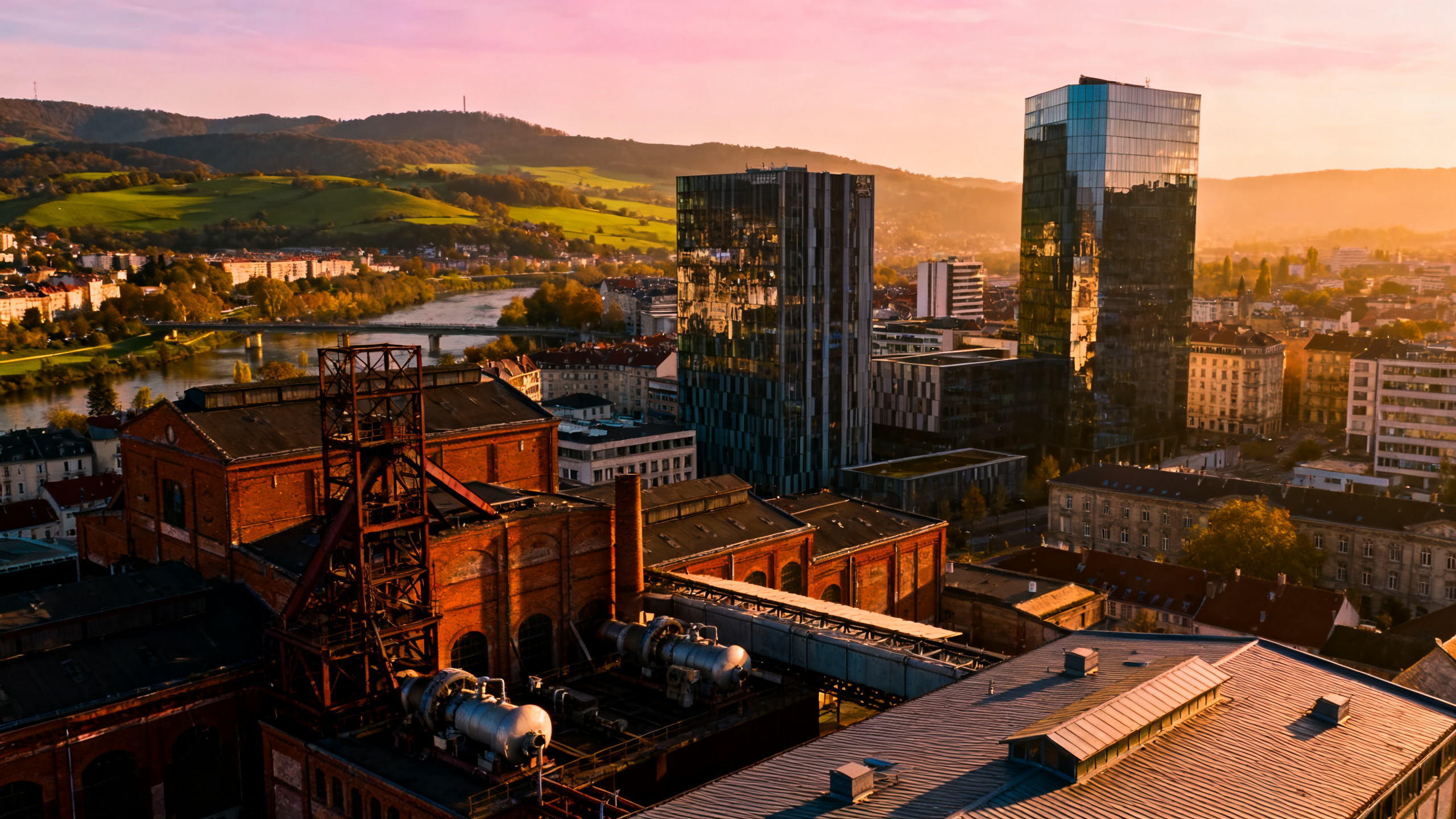 Vue aérienne de Saint-Étienne, capitale de la Loire