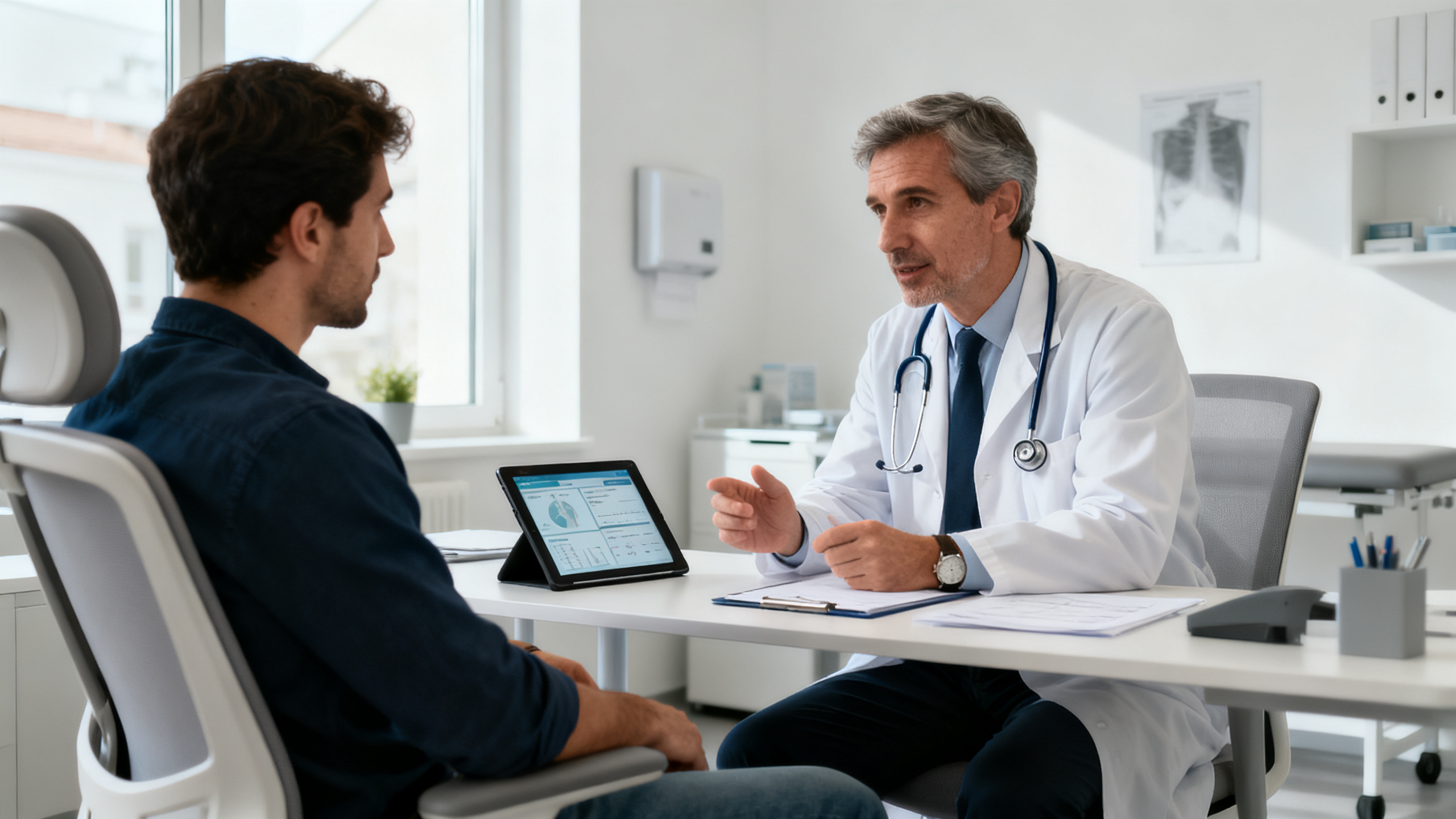 Médecin du travail en consultation avec un salarié - service de santé au travail Saint-Malo
