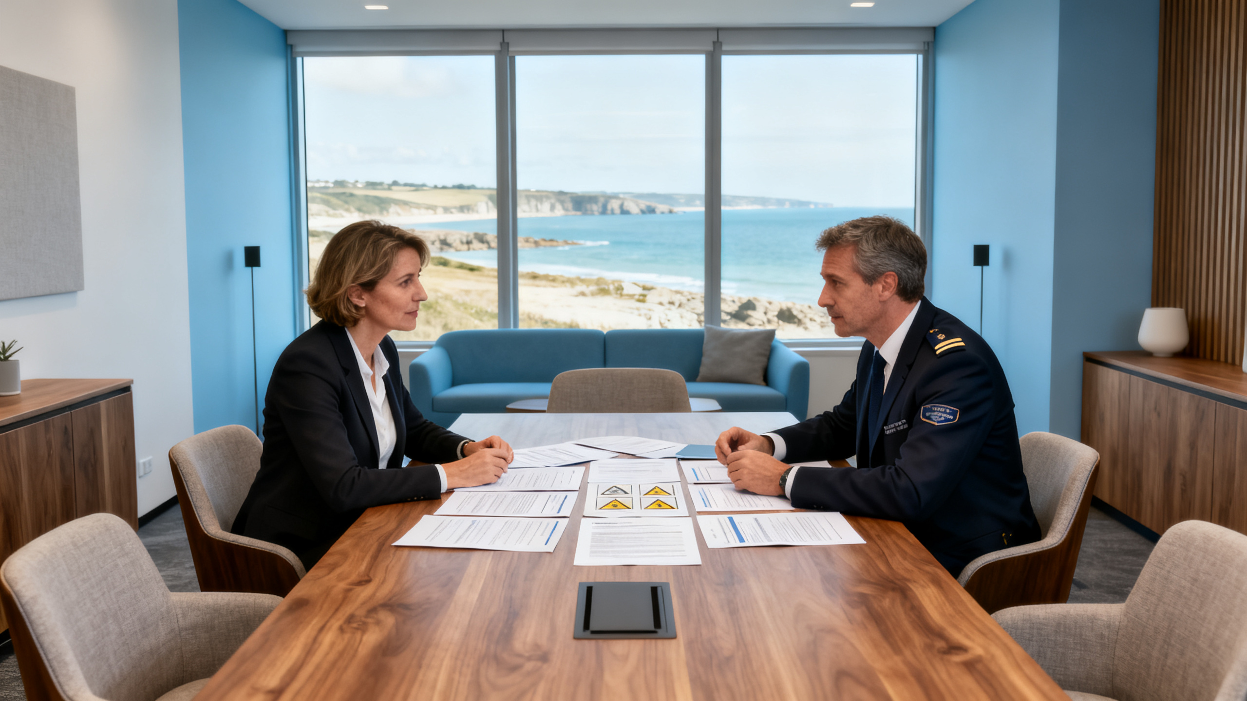 DRH et responsable SST en réunion de prévention des risques professionnels à Saint-Malo
