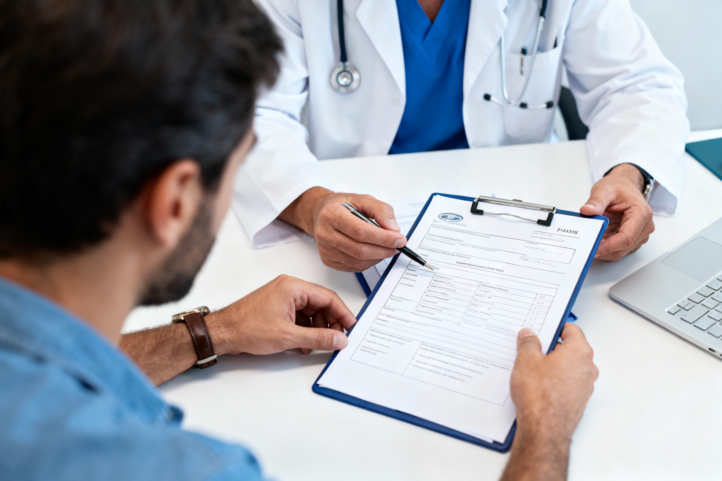 Médecin du travail en consultation avec un salarié à Clermont-Ferrand