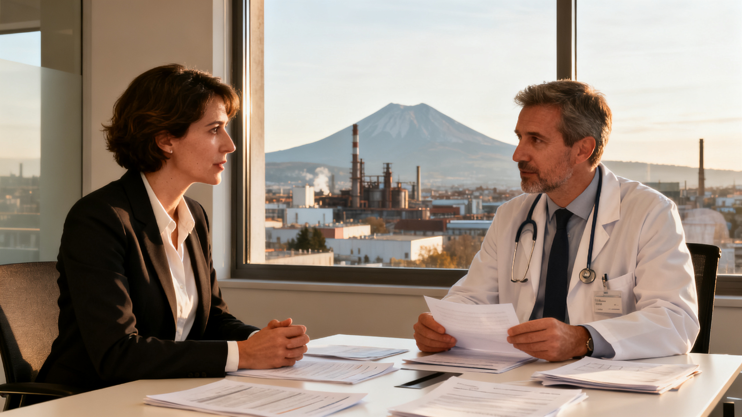 DRH et médecin du travail en réunion de prévention à Clermont-Ferrand (Puy-de-Dôme)