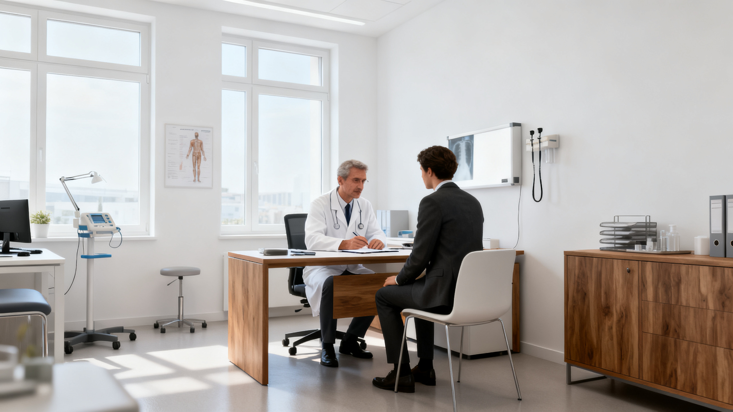 Médecin du travail en consultation à Calais