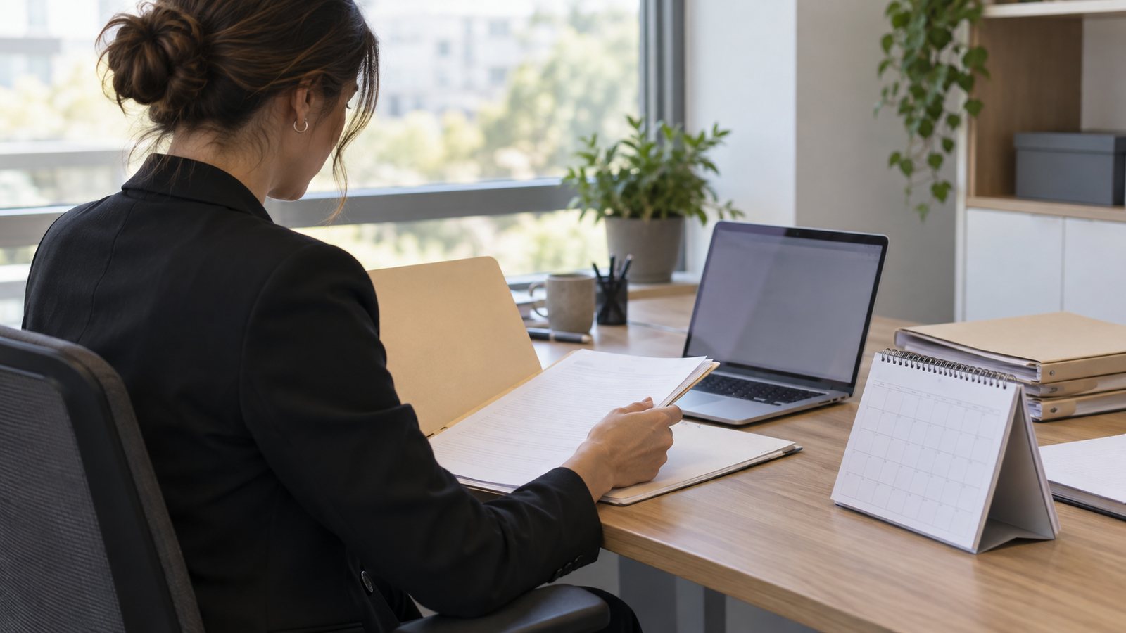 Employeur consultant le dossier RH pour organiser la visite de reprise obligatoire
