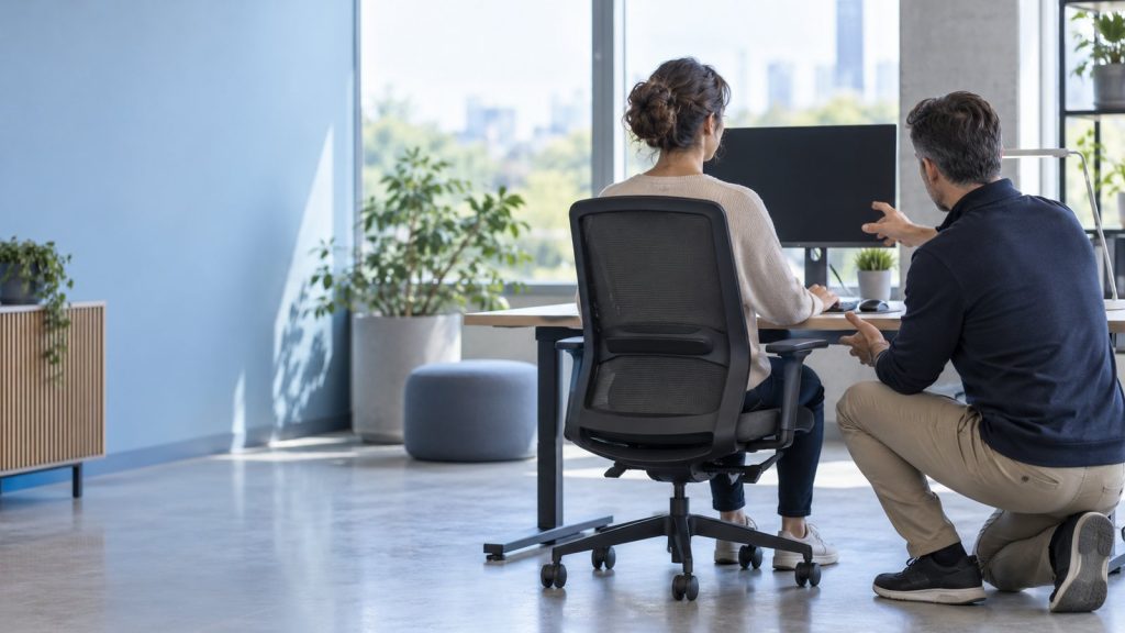 Échange sur un aménagement de poste au bureau