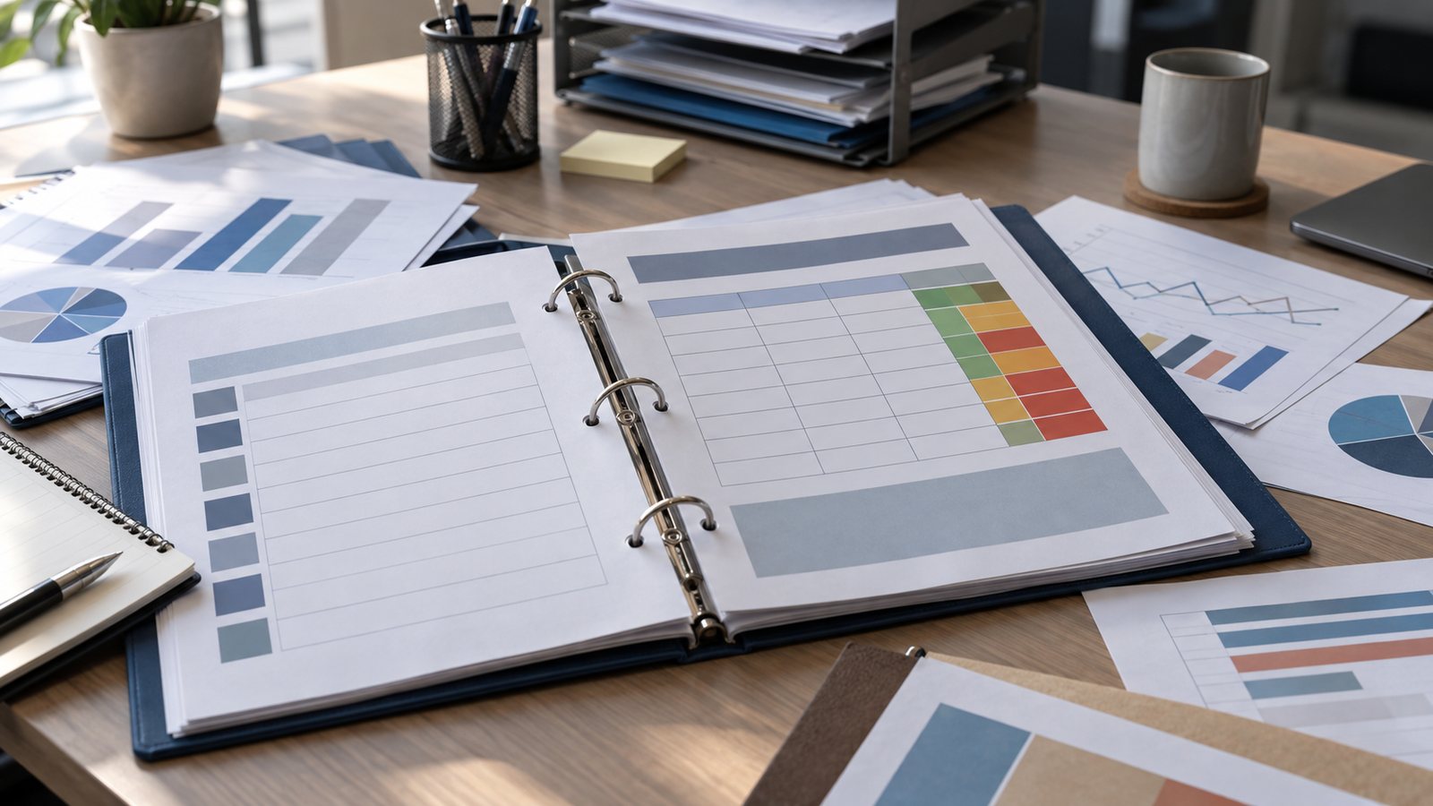 Bureau avec documents DUERP et indicateurs de charge de travail