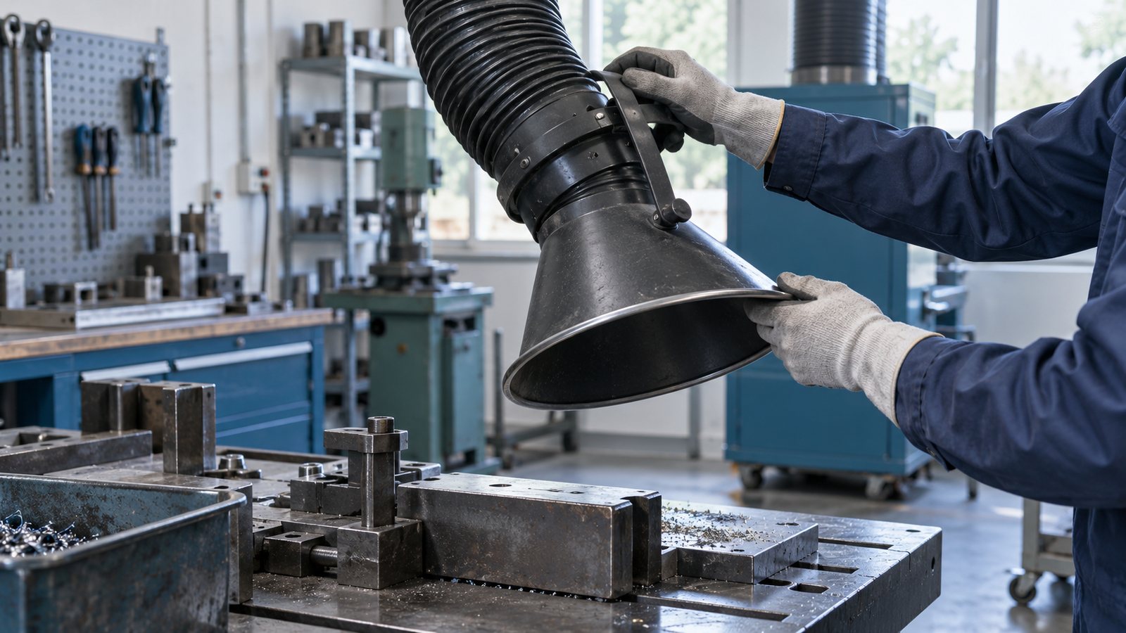 Réglage d'un captage des poussières dans un atelier industriel