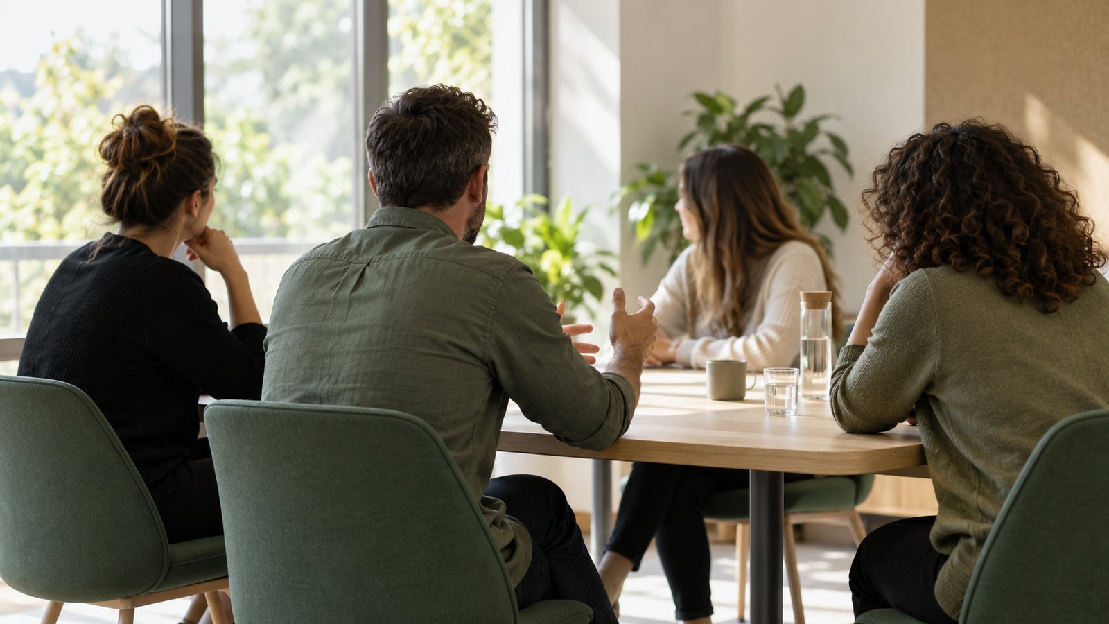 Une petite équipe discute de son organisation du travail